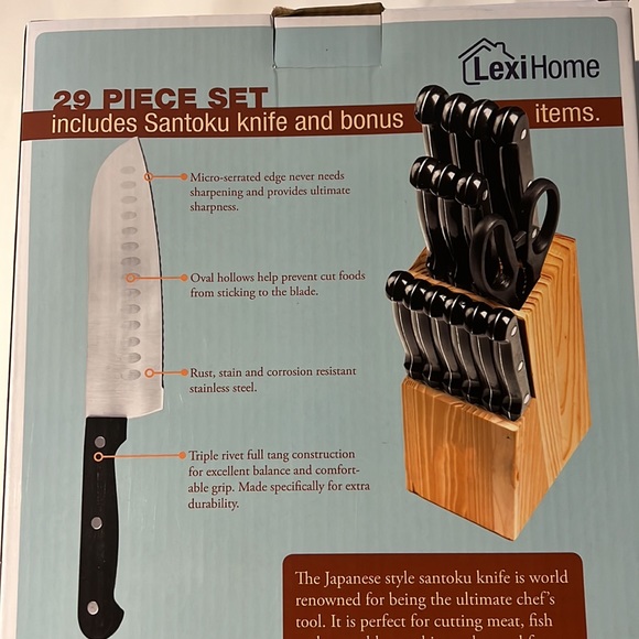 Lexi Home Santoku Knife 29 piece Set Bonus New - Picture 7 of 13